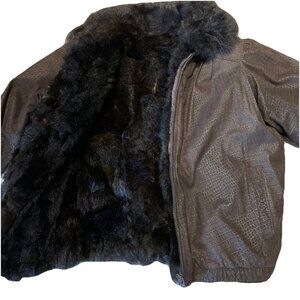 VTG 80's Women's Leather Jacket With Removable Fur Lining Vest Size M Oversized